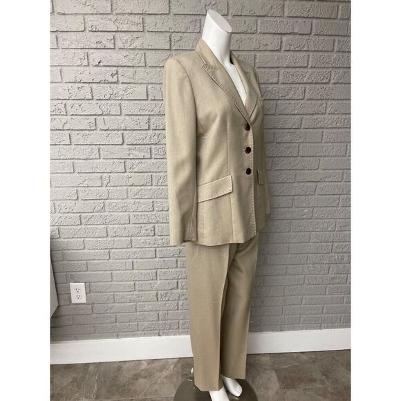 Kasper Women Tan Professional Career 2 Pcs Pant Suit Set Size 6 - Picture 10 of 12